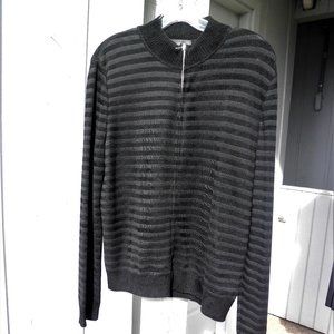 ST John Black full zipper Stripe Casual Sweater